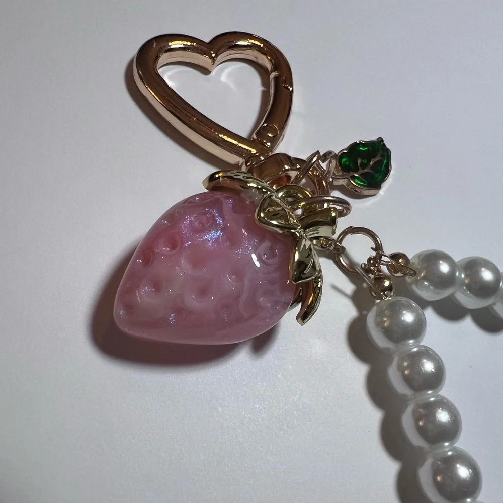 Strawberry Pearl Key/Purse Charm. Pink